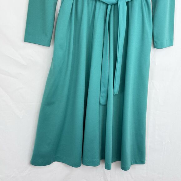Antthony Richards Women Green Midi Dress V Neck Tie Waist Size 12 Vintage - Picture 10 of 16